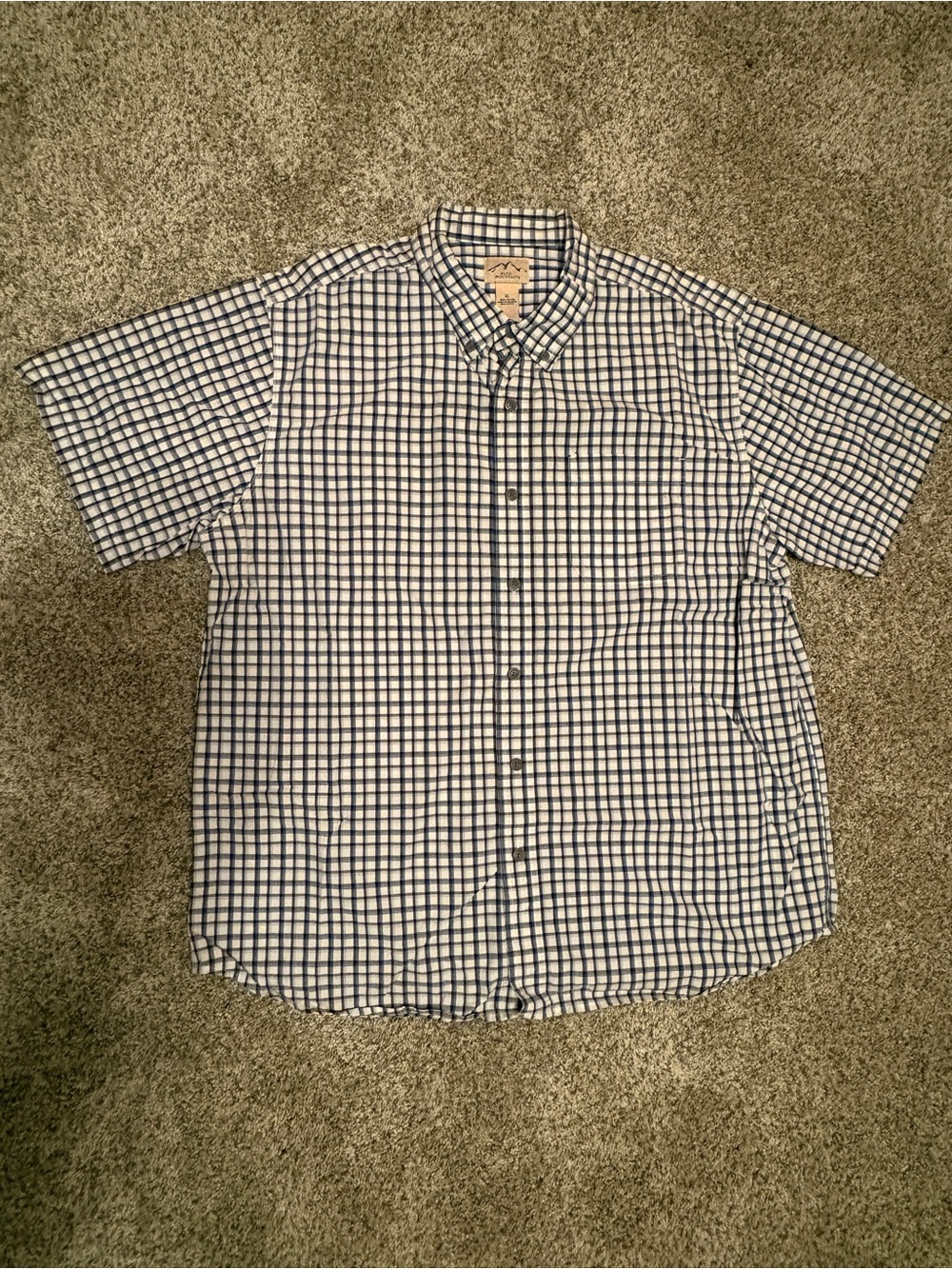 Blue Mountain Men's Short-Sleeve Button-Down Check Shirt - Size XL